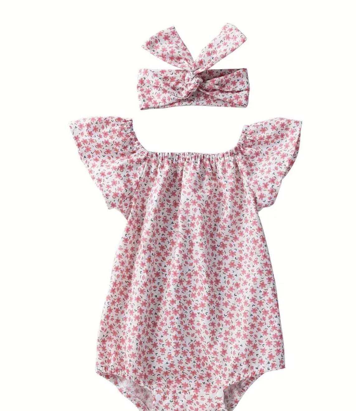 Pink Floral Romper - 9/12mo