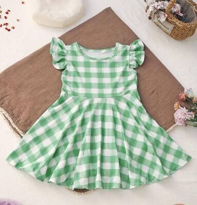 Green Plaid Dress - 5/6 yr