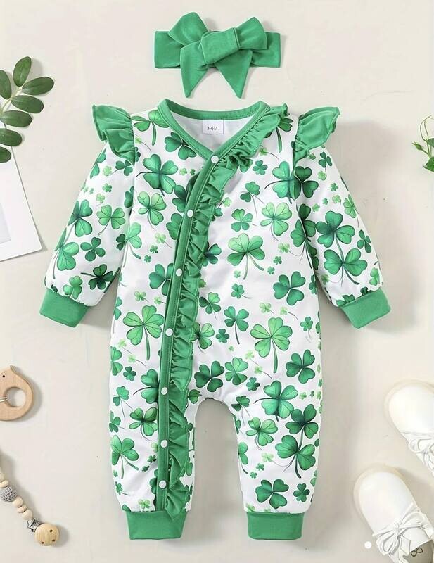 Clover Ruffle Romper - 1/3mo