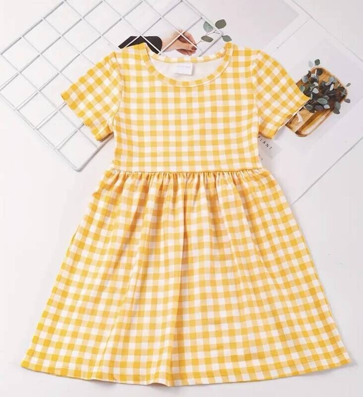 Yellow Plaid Dress - 3/4 years