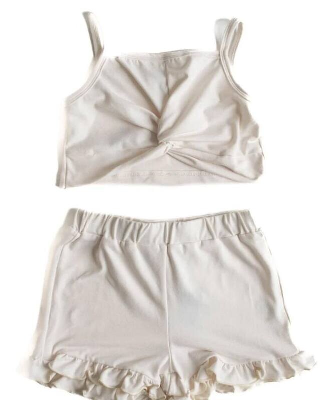 Sadie Knotted Short Set - White 2t