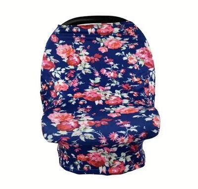 Navy Floral Carseat Cover