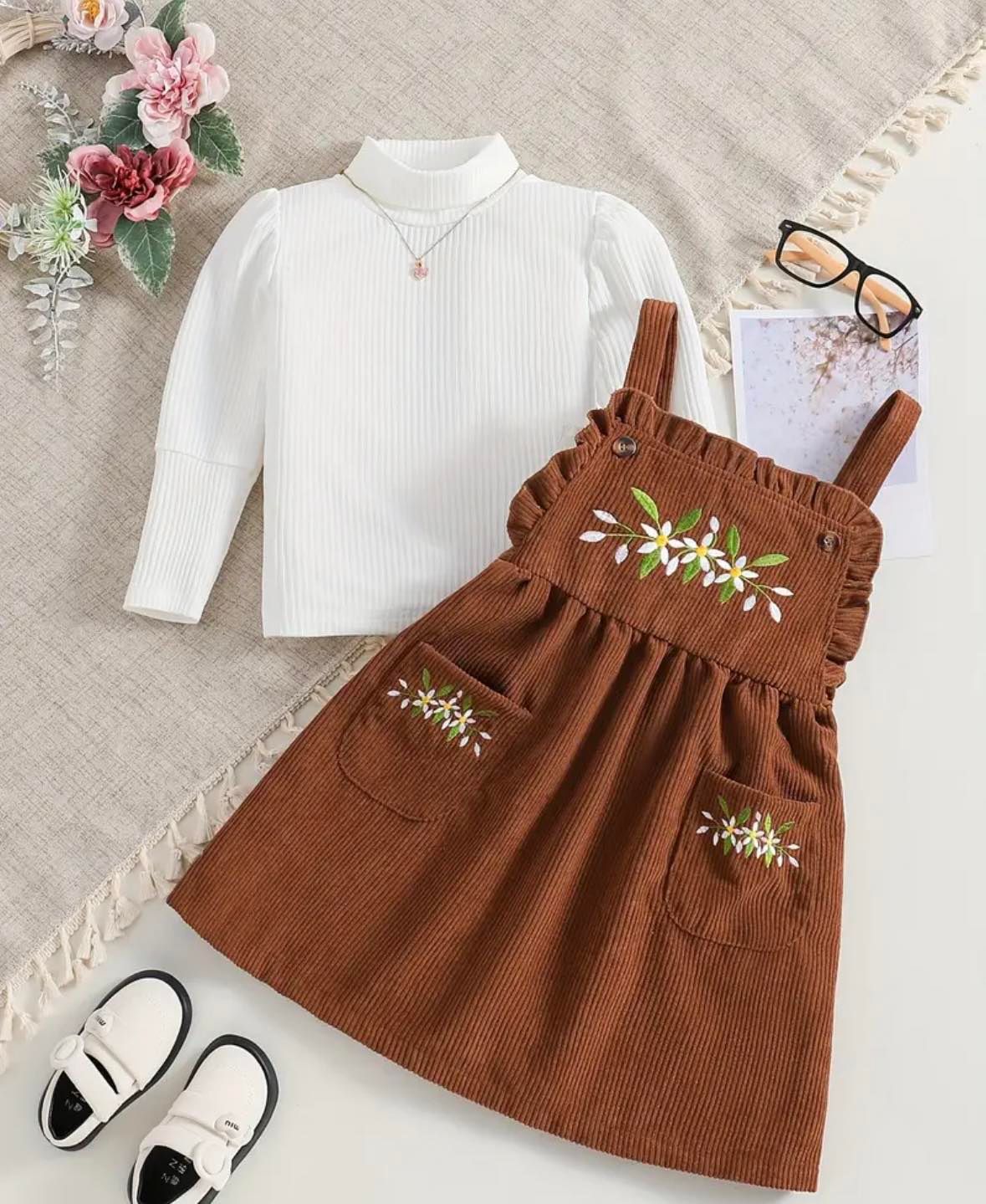 Corduroy Dress Outfit Brown - 5/6