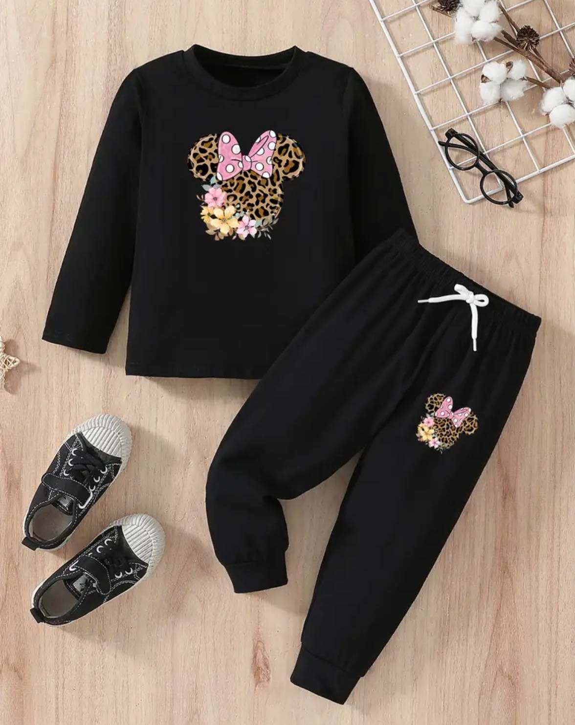 Minnie Mouse Lounge Set Black - 12/18mo