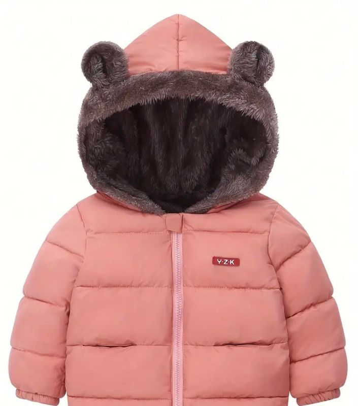 Dark Pink fleece lined puffer coat - 6 years