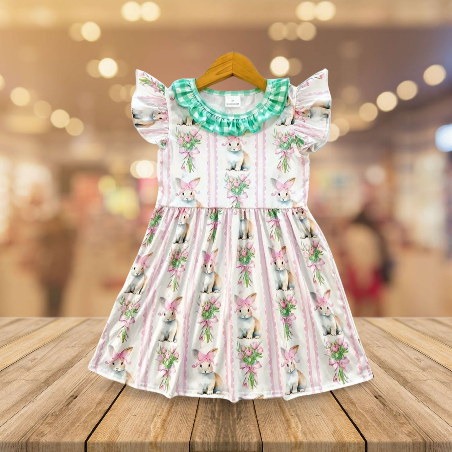 Easter Bunny Floral Dress - 4t