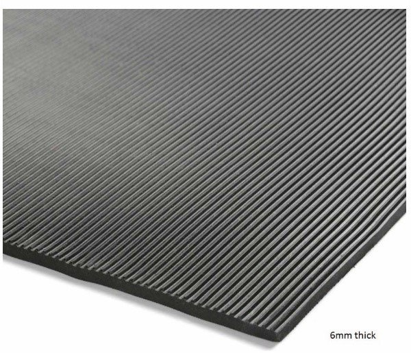 3mm x 1220mm Rubber Matting Black Grooved ( priced & sold by the metre)