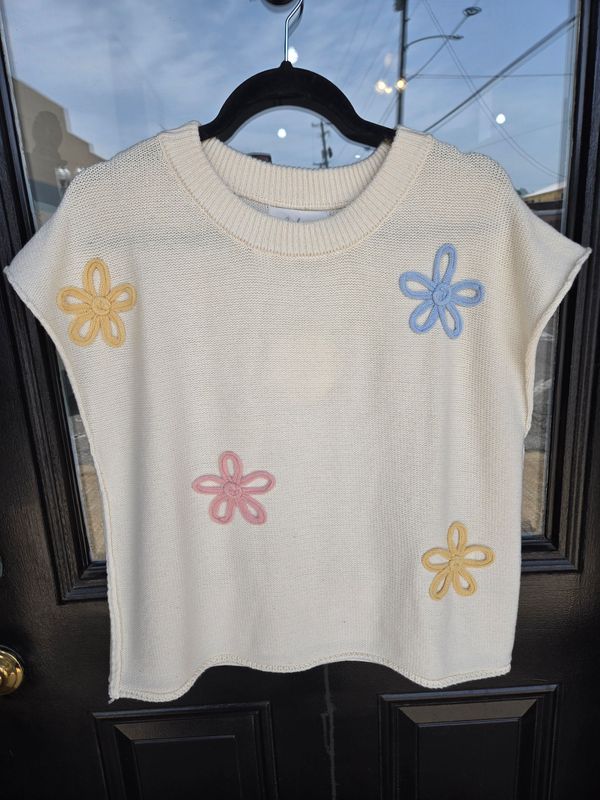 EMBROIDERY SWEATER VEST/CREAM