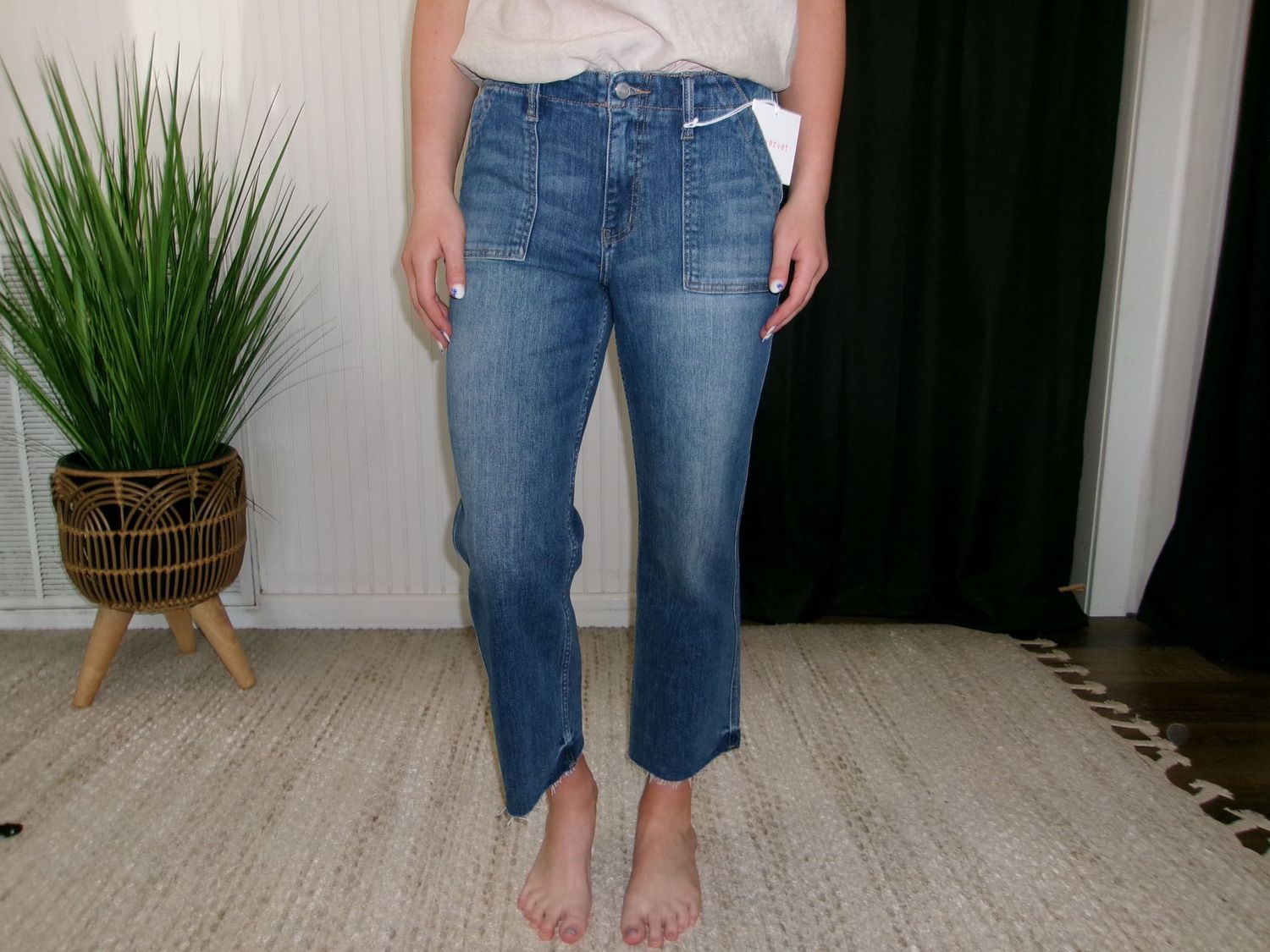 CROPPED UTILITY STRAIGHT JEANS