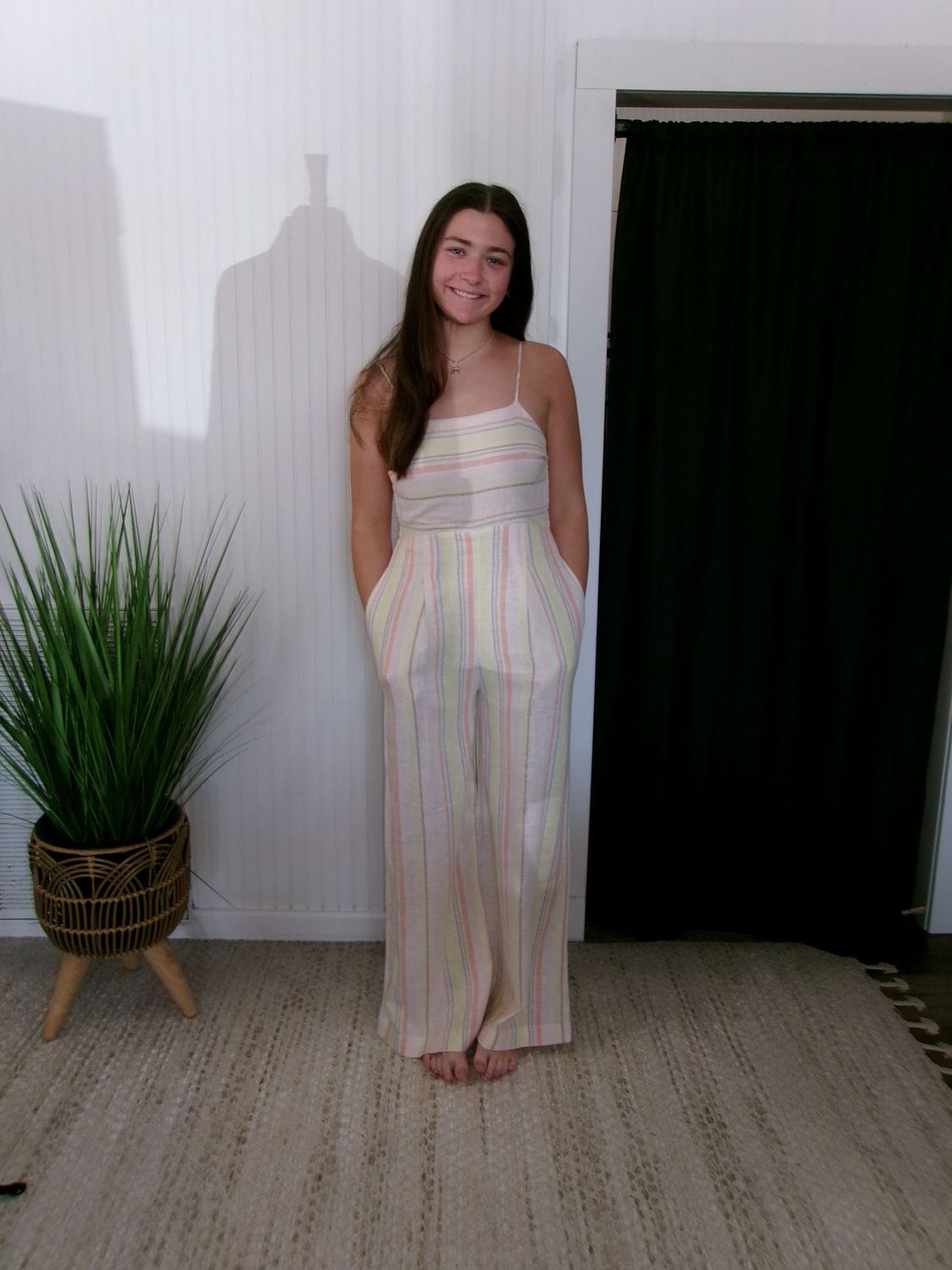 BY TOGETHER STRIPED WIDELEG JUMPSUIT