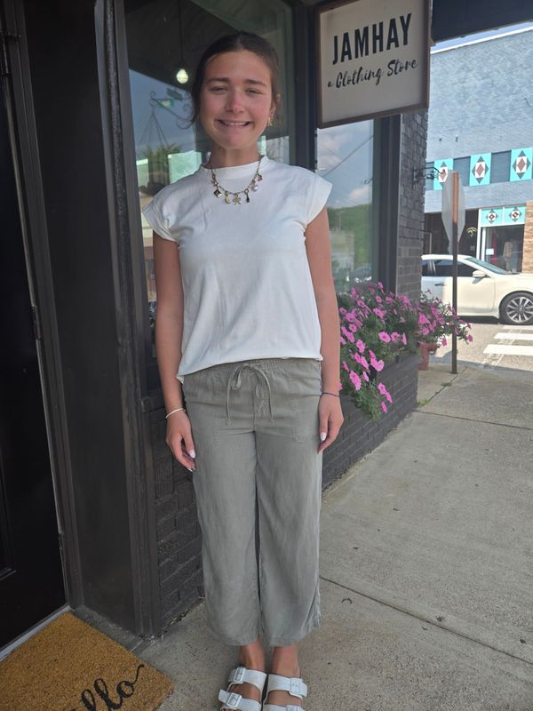 TENCIL WIDE LEG PANTS/FERN