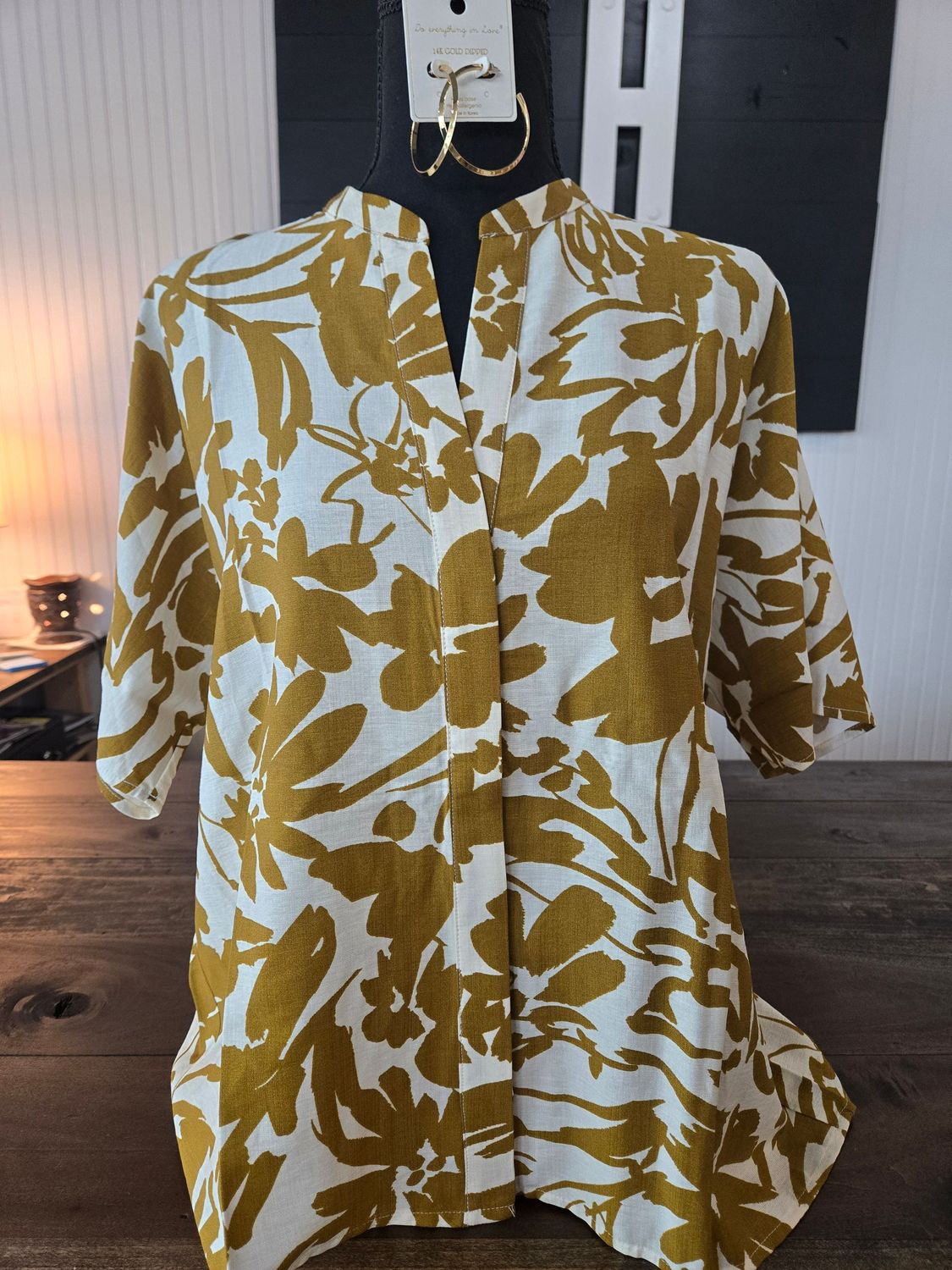 BOTANICAL PRINT TOP/OLIVE