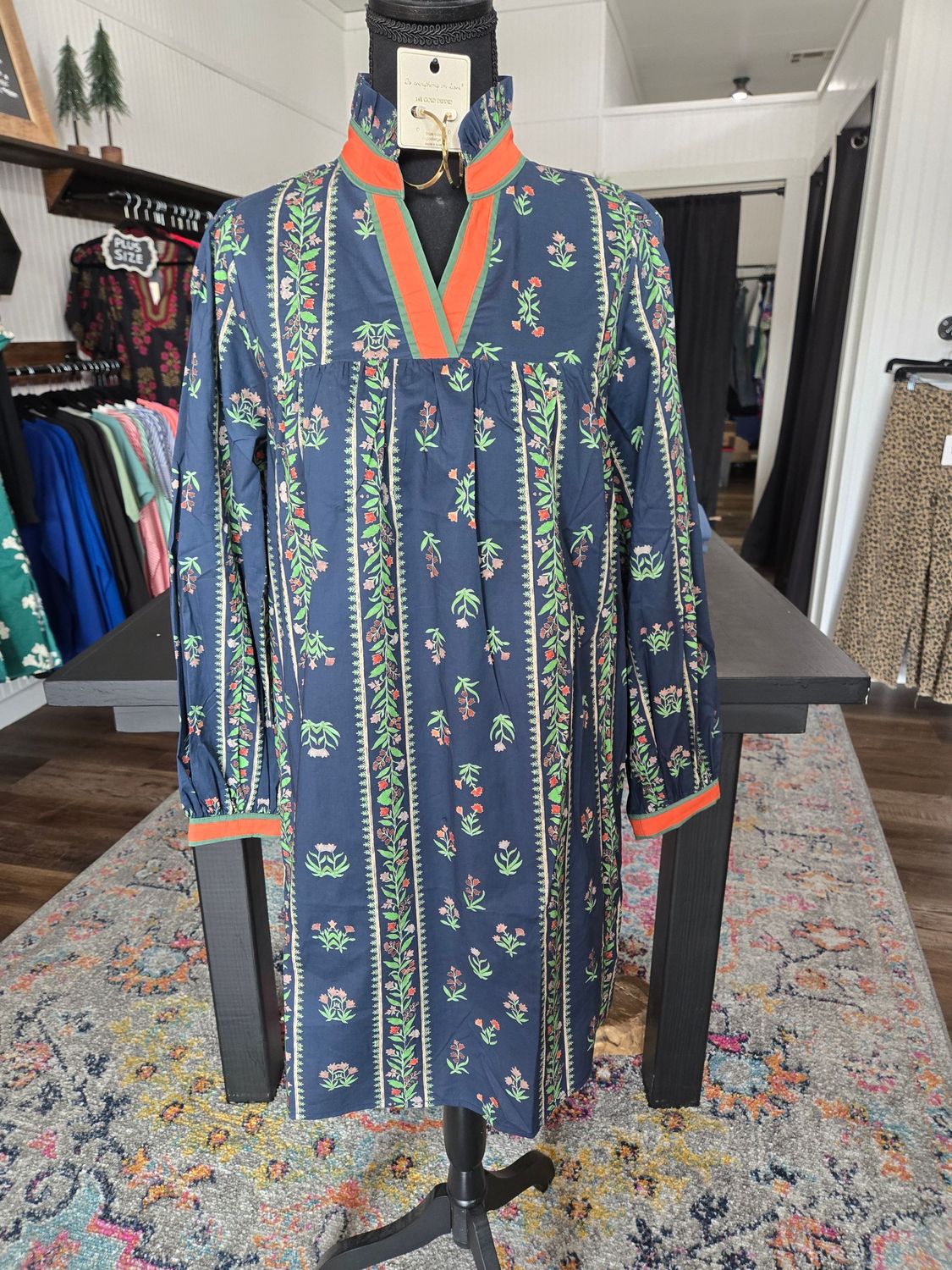 JODIFL RUFFLE NECK FLORAL DRESS