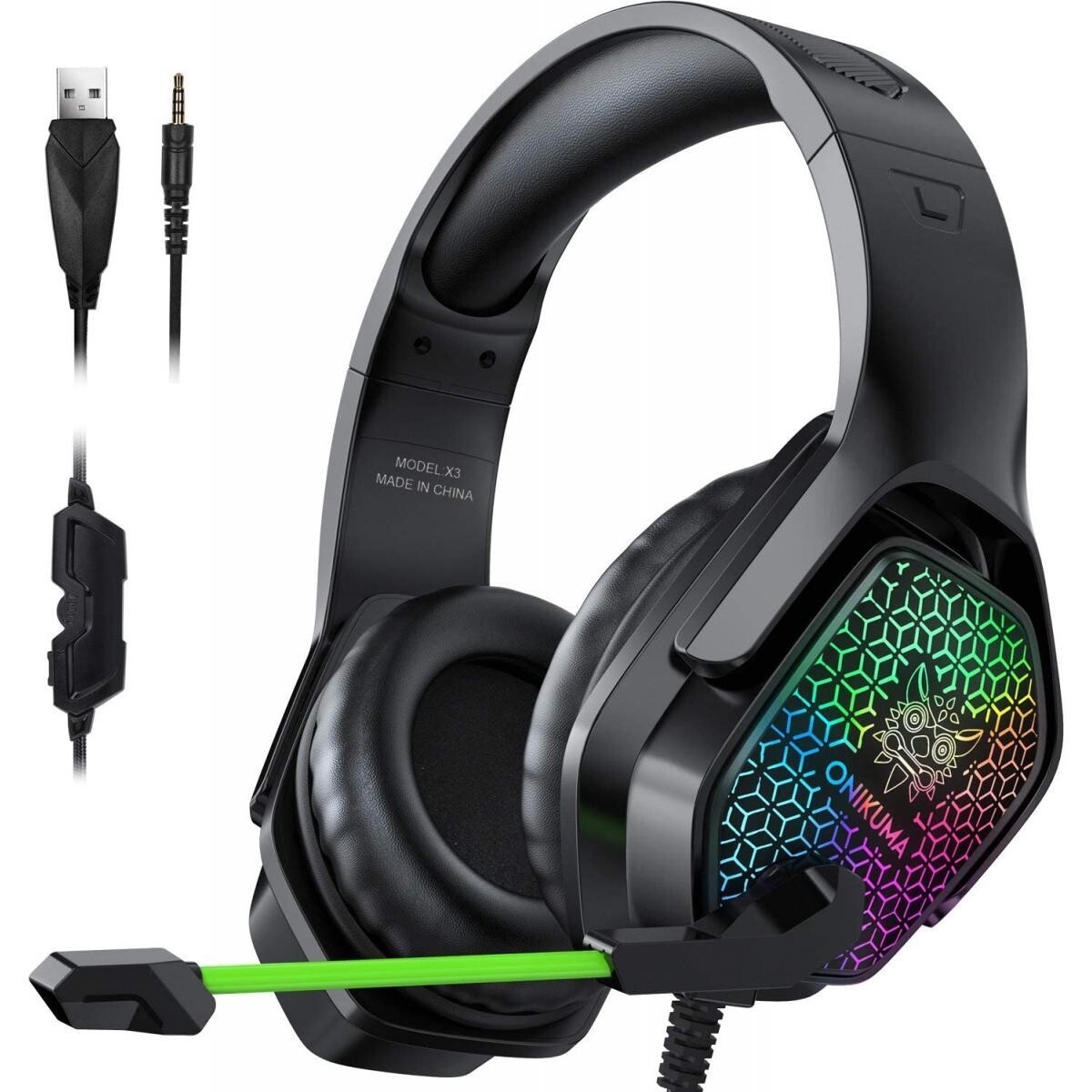 Professional Gaming Headset With Mic - Wired Headphones With Flashing LED  Lights