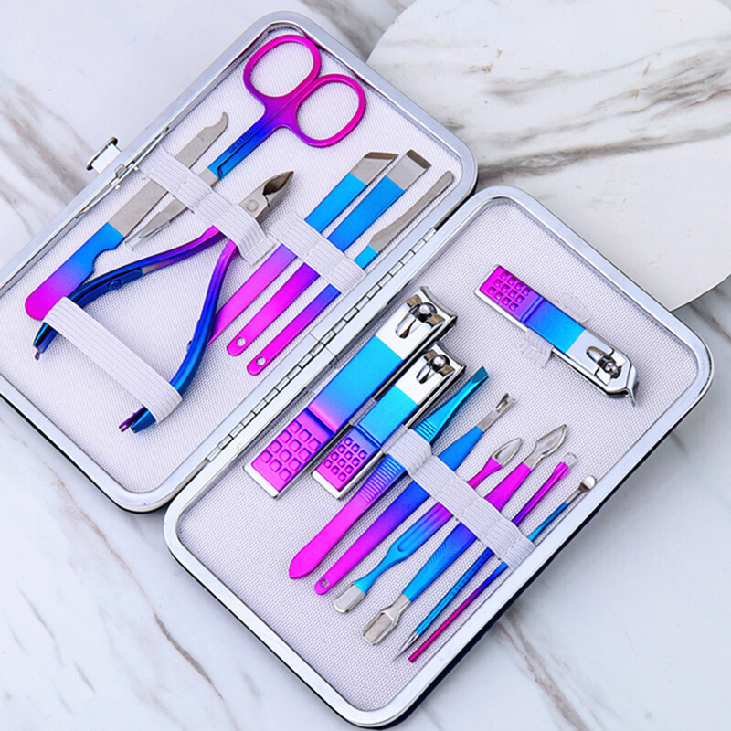 Eagle Mouth Stainless Steel Manicure Set 15 Pieces Beauty Scissors Pedicure Knife Nail Clipper Kit Nail Care Package