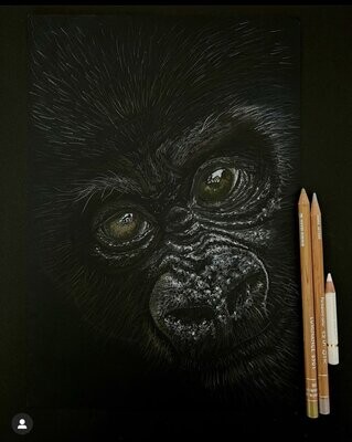 Original Zeichnung Gorilla Baby