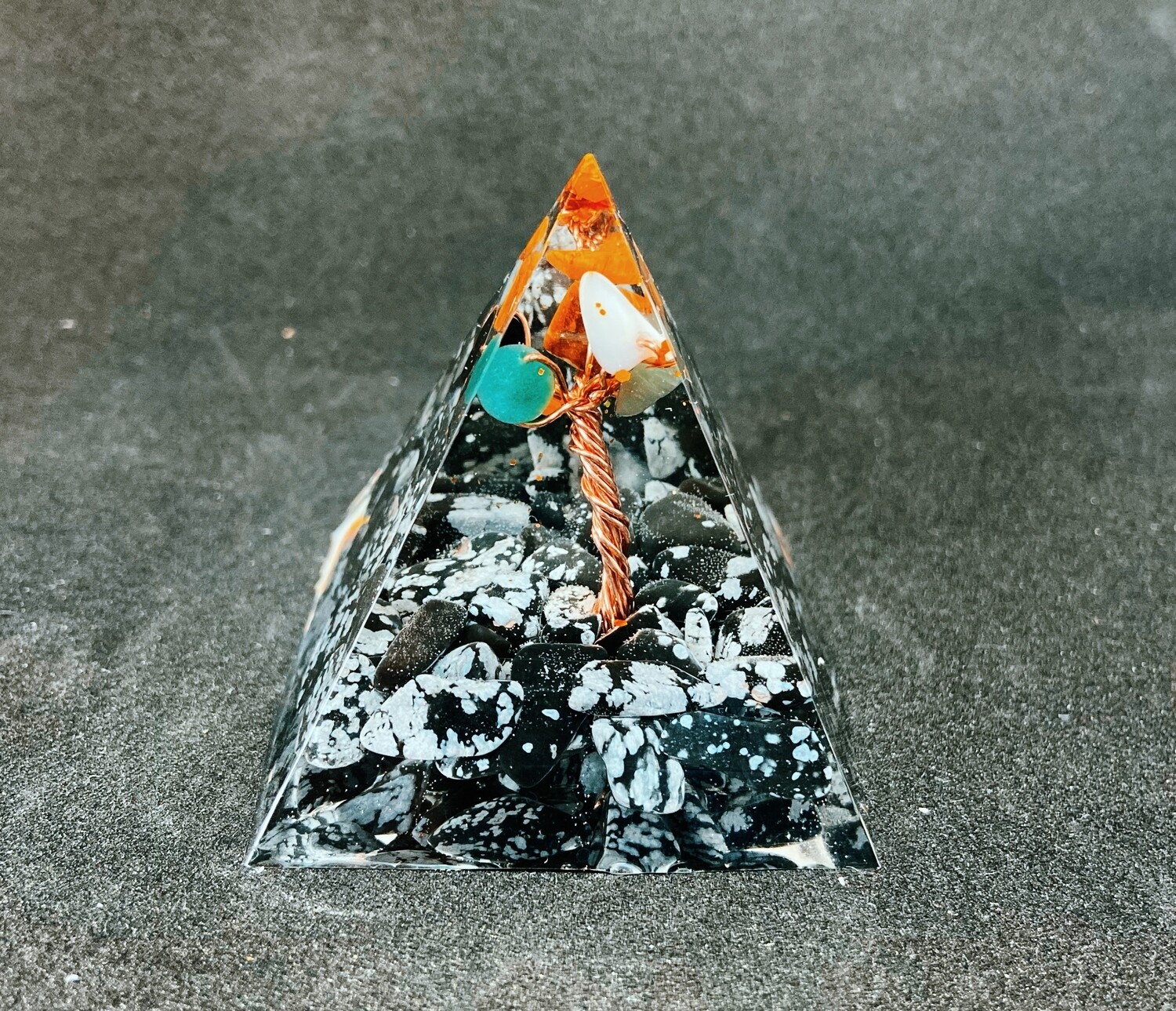 1A102 Orgonit Pyramide Kristall Reiki Amethyst Chakra Meditation Home Dekor Sphere Stein Schutz