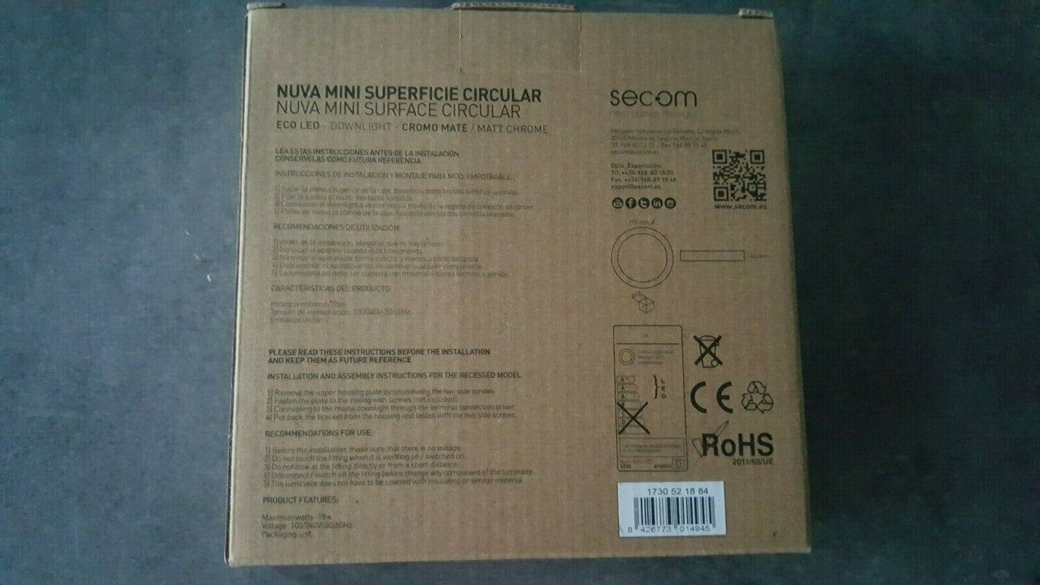SPOT LED NUVA MINI SECOM COULEUR CHROME MAT 18W 1350 LUMENS 3000K