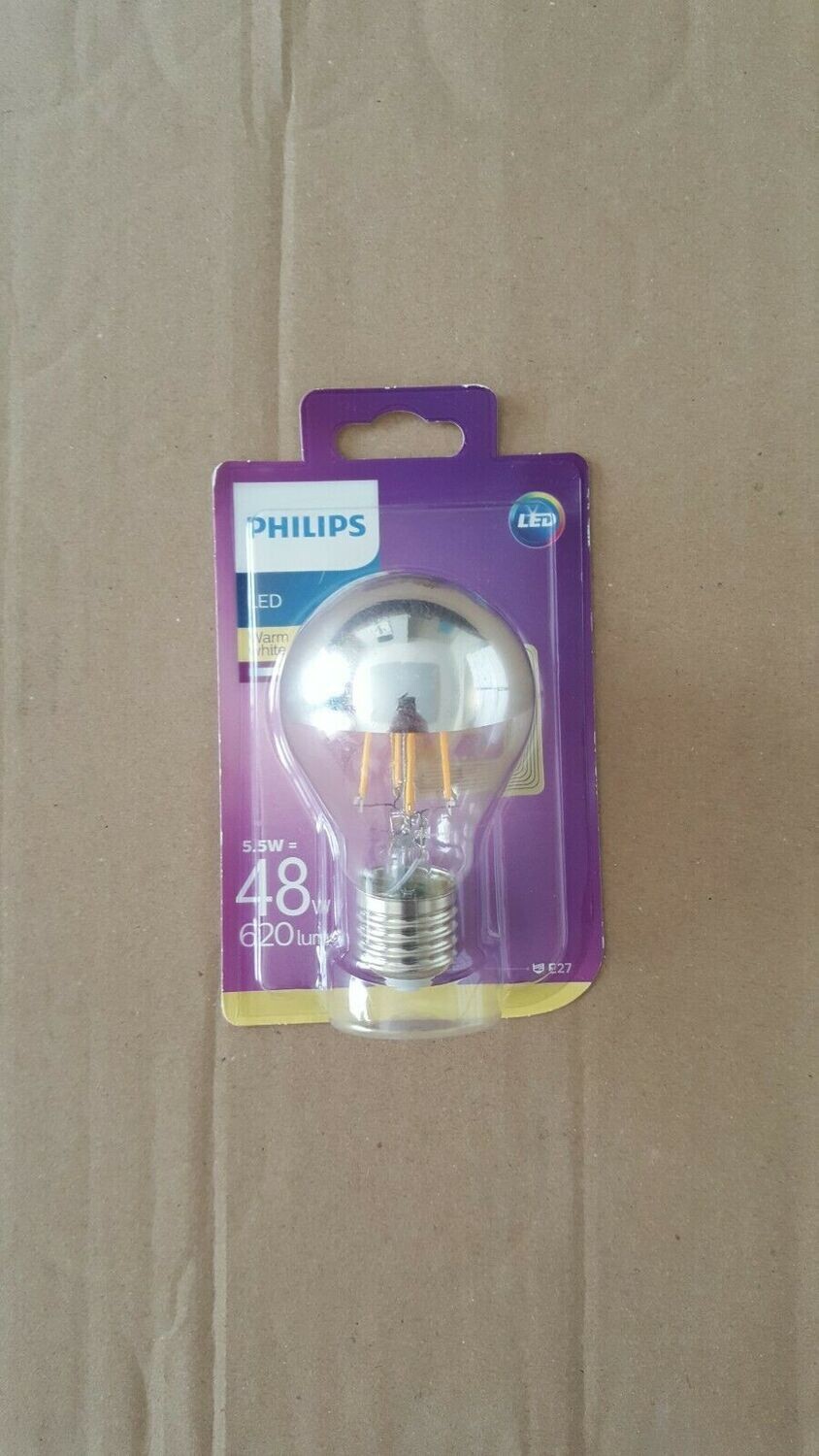 PHILIPS LED LAMPE E27 5,5 WATTS / 48W 2700K 220-240V CALOTTE ARGENTE