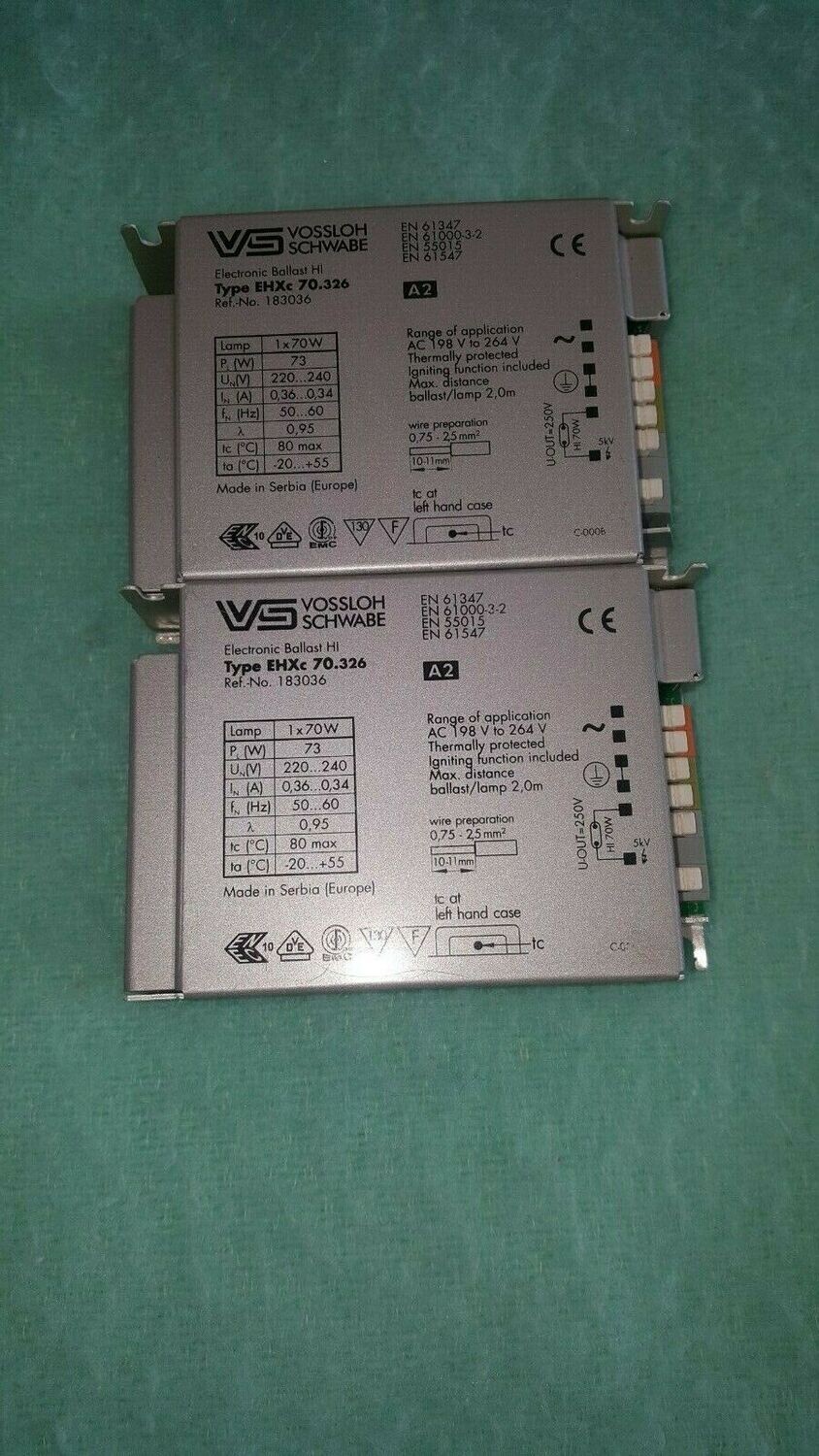 2 X VOSSLOH SCHWABE ALIMENTATION IODURE METAL HI 70W