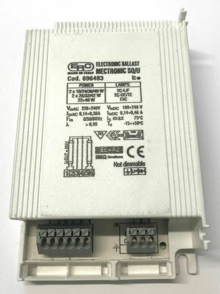 ERC ELECTRONIC BALLAST 2x 18W 24W 36W 40W TC / T5 MECTRONIC SQ/U 696483