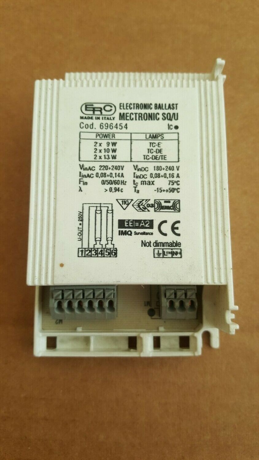 ERC ELECTRONIC BALLAST 2x 9W 10W 13W TC / DE MECTRONIC SQ/U 696454