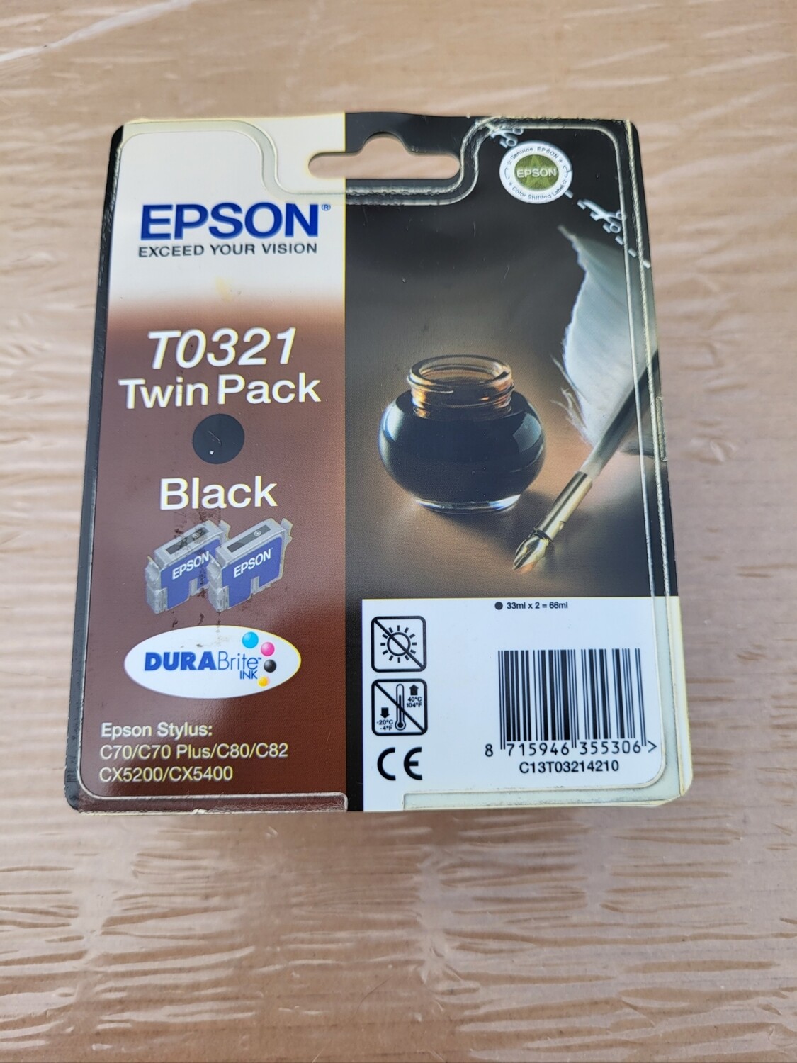 EPSON T0321 TWIN PACK BLACK POUR STYLUS C70-80-82 CX5200-5400