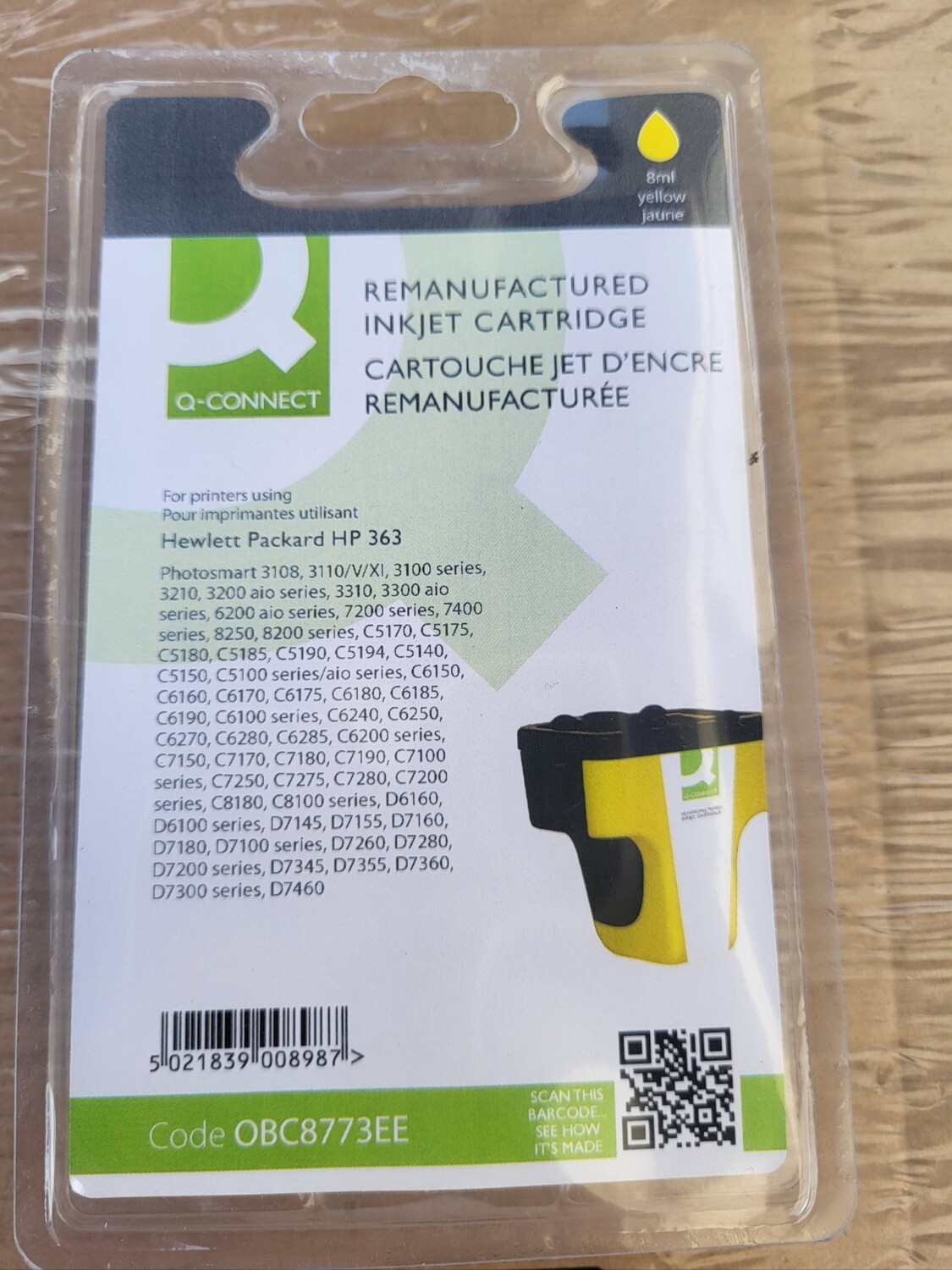 CARTOUCHE D IMPRESSION Q-CONNECT YELLOW POUR HP363