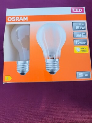 OSRAM LED E27 6.5W=7W 806 LUMENS BOITE DE 2 UNITÉS