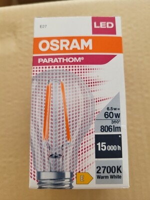 LED OSRAM PARATHOM E27 6.5W= 60W 2700K