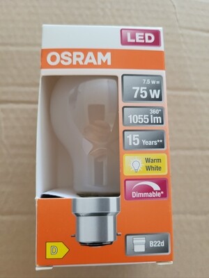 OSRAM LED B22d 7.5W=75W 2700K