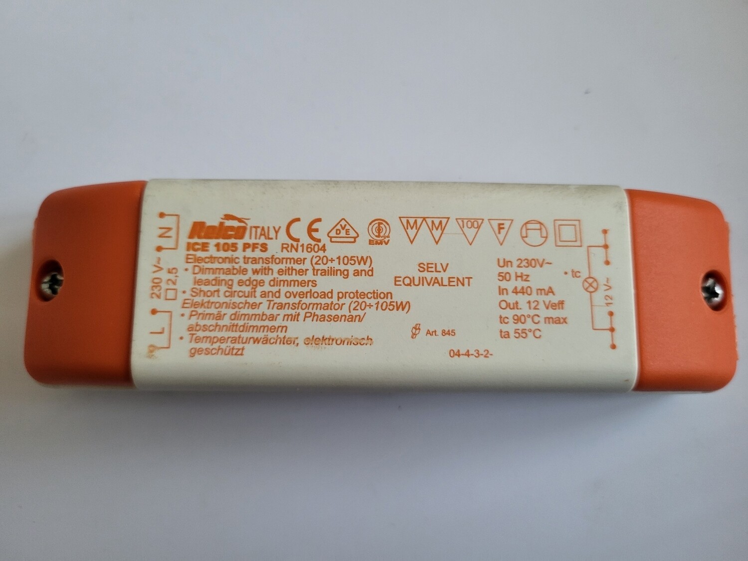 TRANSFORMATEUR RELCO ICE 105 PFS RN1604 (20-105W)