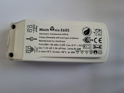 TRANSFORMATEUR MINITRONIX  MODÈLE E60S ELECTRONIQUE 20-60 WATTS