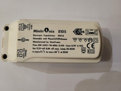 TRANSFORMATEUR MINITRONIX  MODÈLE E105 ELECTRONIQUE 20-105 WATTS