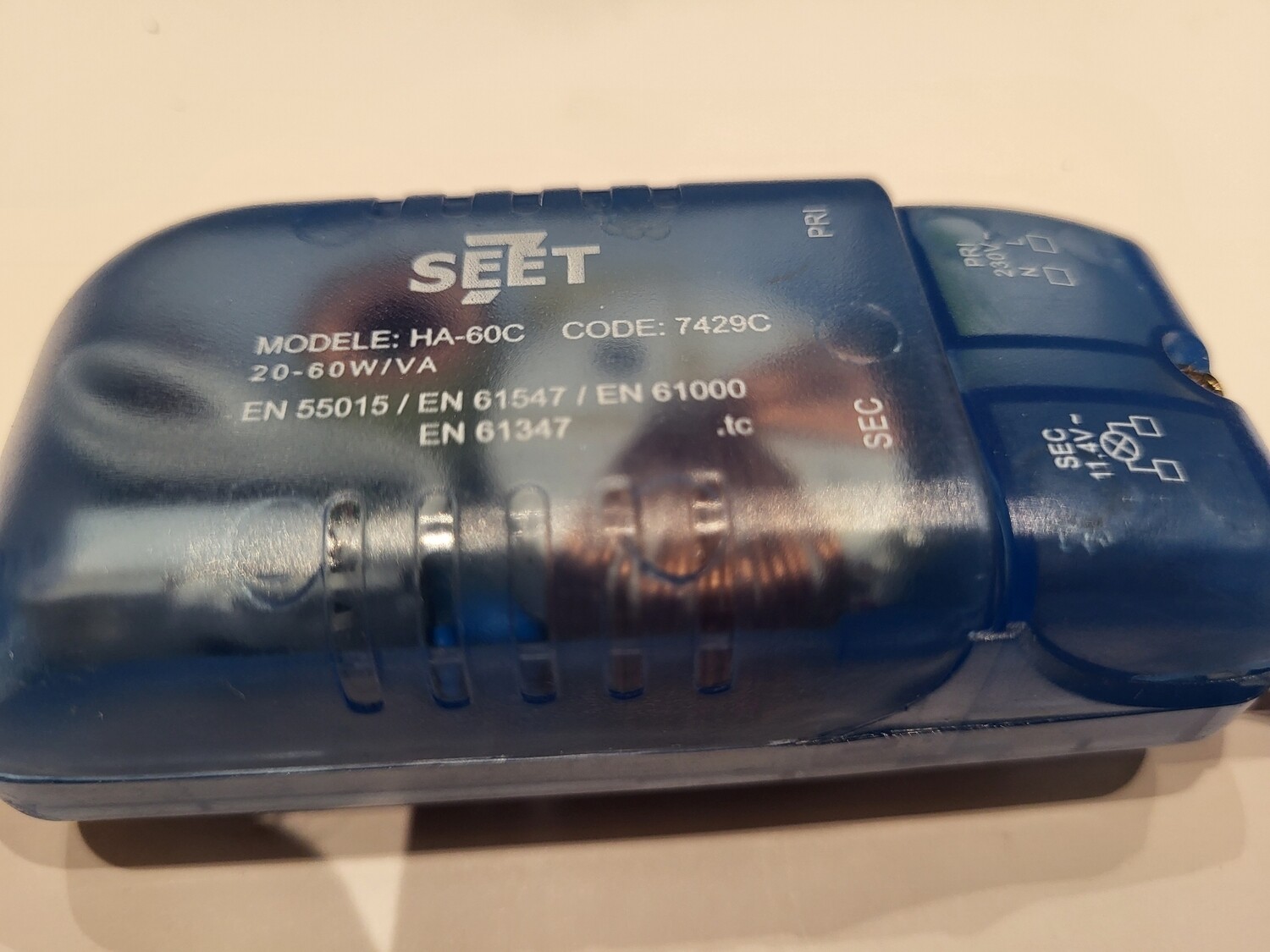 TRANSFORMATEUR SEET MODÈLE 7429C HA-60C   230V  ELECTRONIQUE 11,4 V 20-60 WATTS