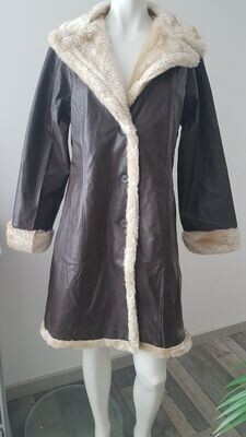 Manteau long col en fausse fourrure ALEXANDRA BY BETTINA SANZ taille 36