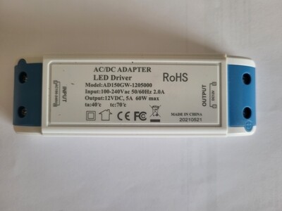 DRIVER LED 12VDC MODELE AD150GW-1205000 60W MAX 5A
