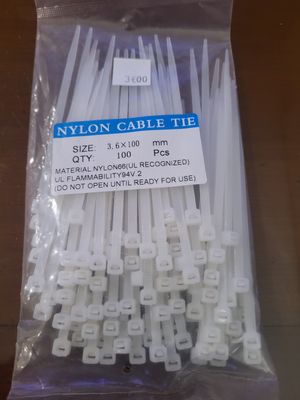 SACHET DE 100 ATTACHES CABLES BLANCS 3,6 X 100MM
