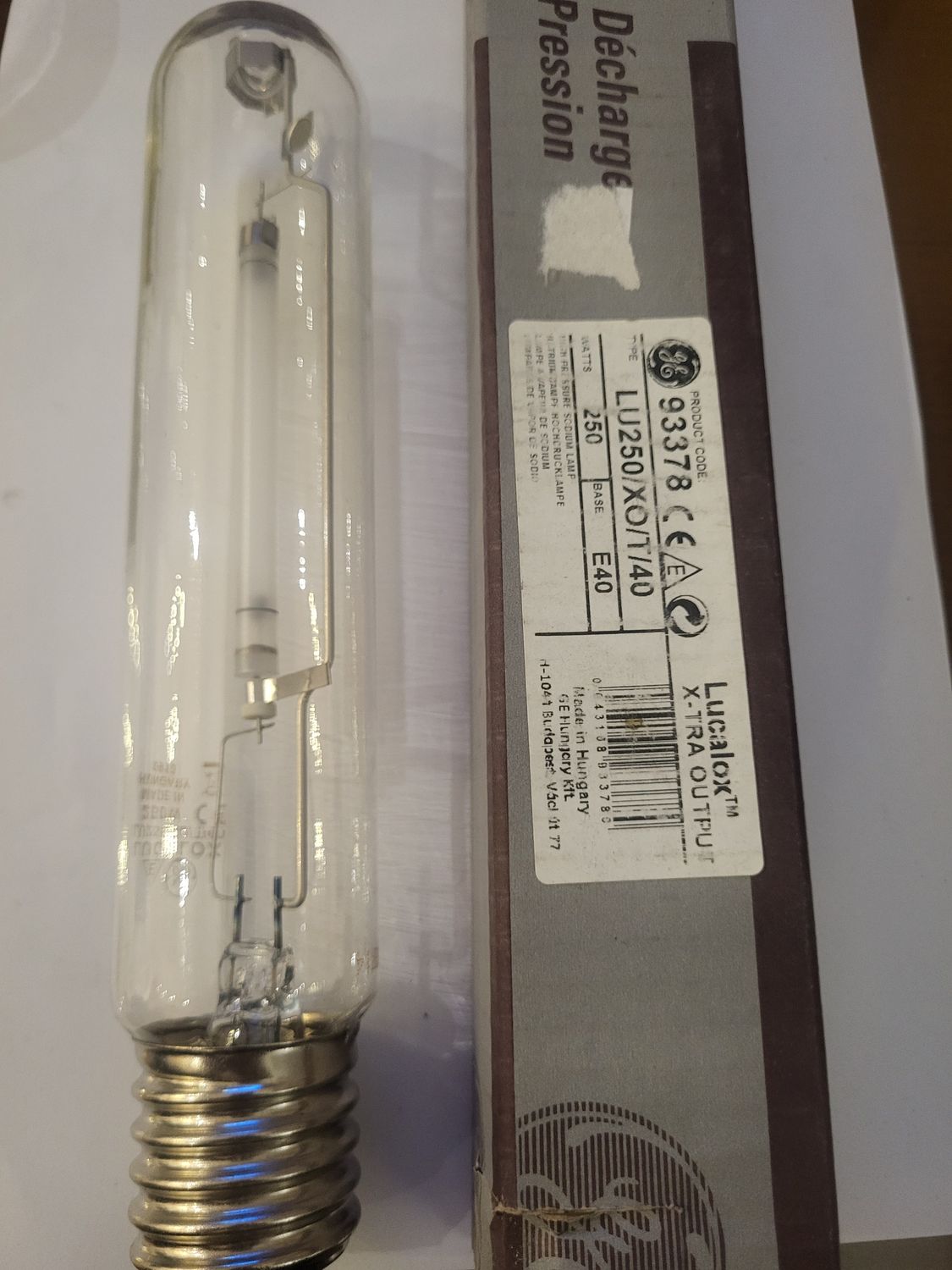 SODIUM HAUTE PRESSION GÉNÉRAL ELECTRIC  LU250/XO/T/40 250W CULOT E40 TUBULAIRE