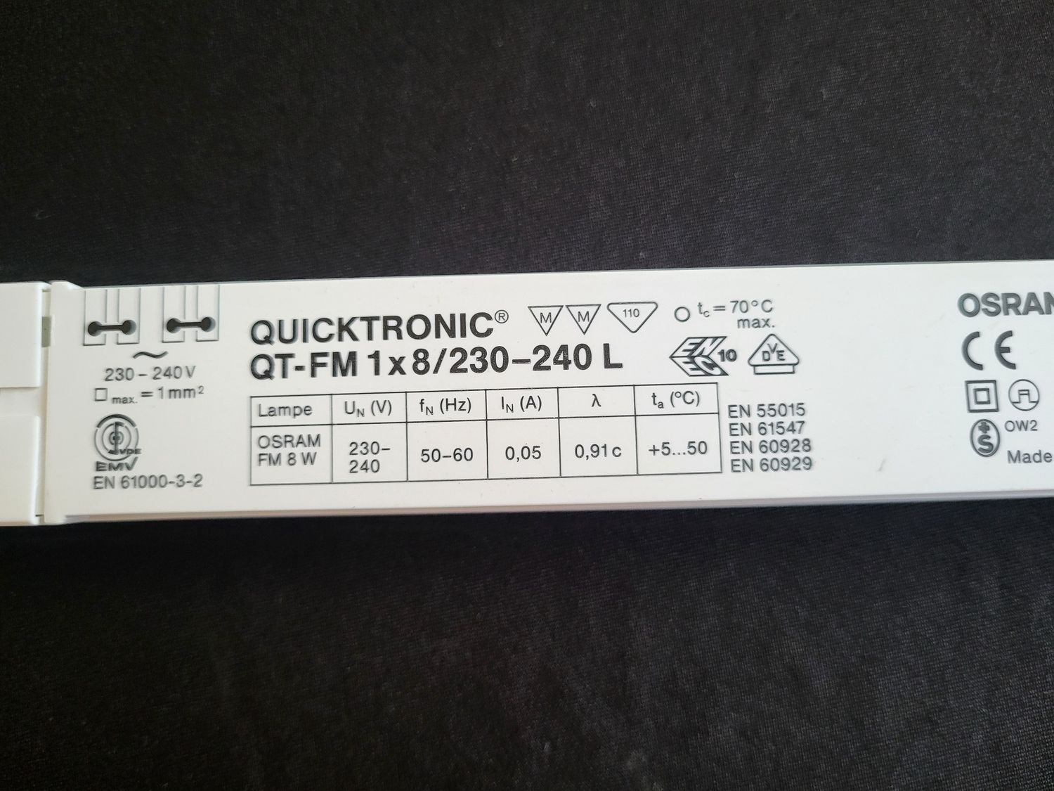 OSRAM QUICKTRONIC QT FM 1X8/230-240 L