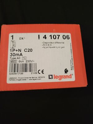 LEGRAND DISJONCTEUR DIFFÉRENTIEL 2 POLES C20 30MA TYPE AC