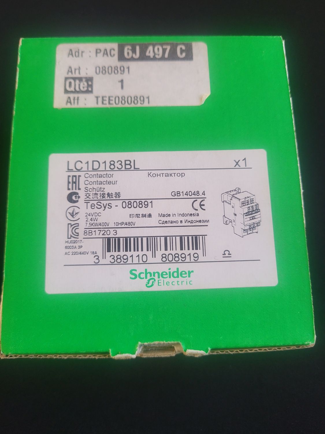 SCHNEIDER ELECTRIC LC1D183BL CONTACTEUR 