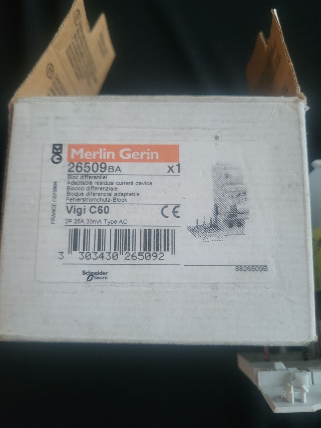 MERLIN GERIN 26509 BA BLOC DIFFÉRENTIEL C60 30MA 2 PÔLES TYPE AC 