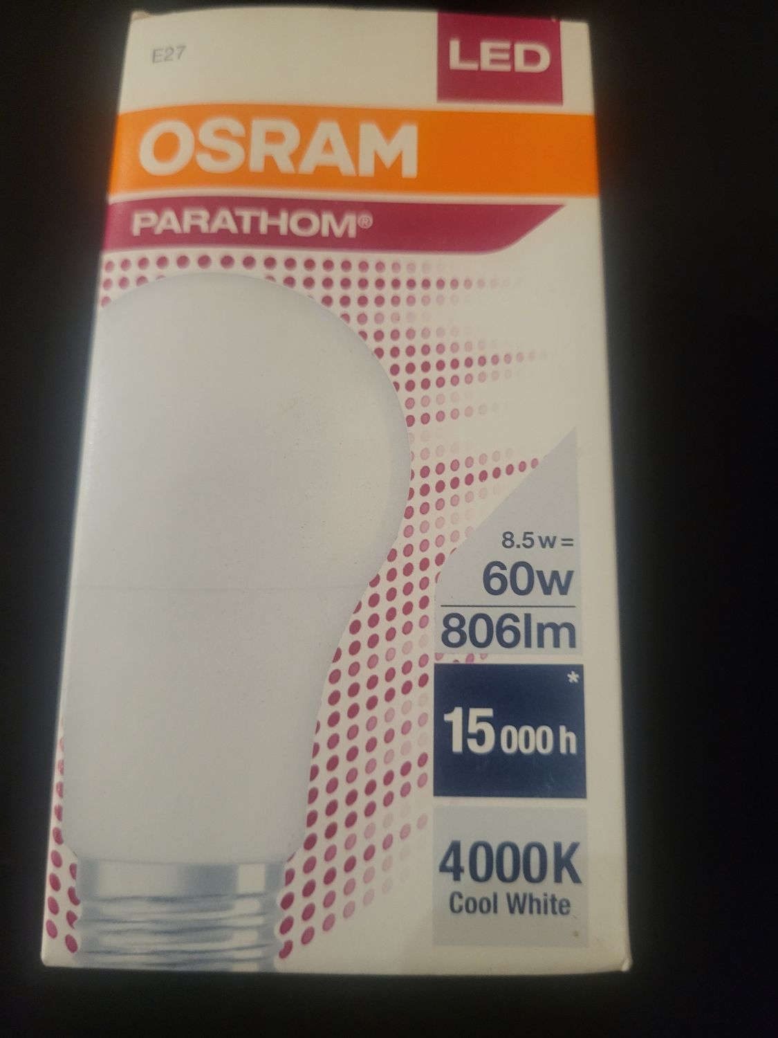 OSRAM LED 8,5W =60W  E27 4000° BLANC