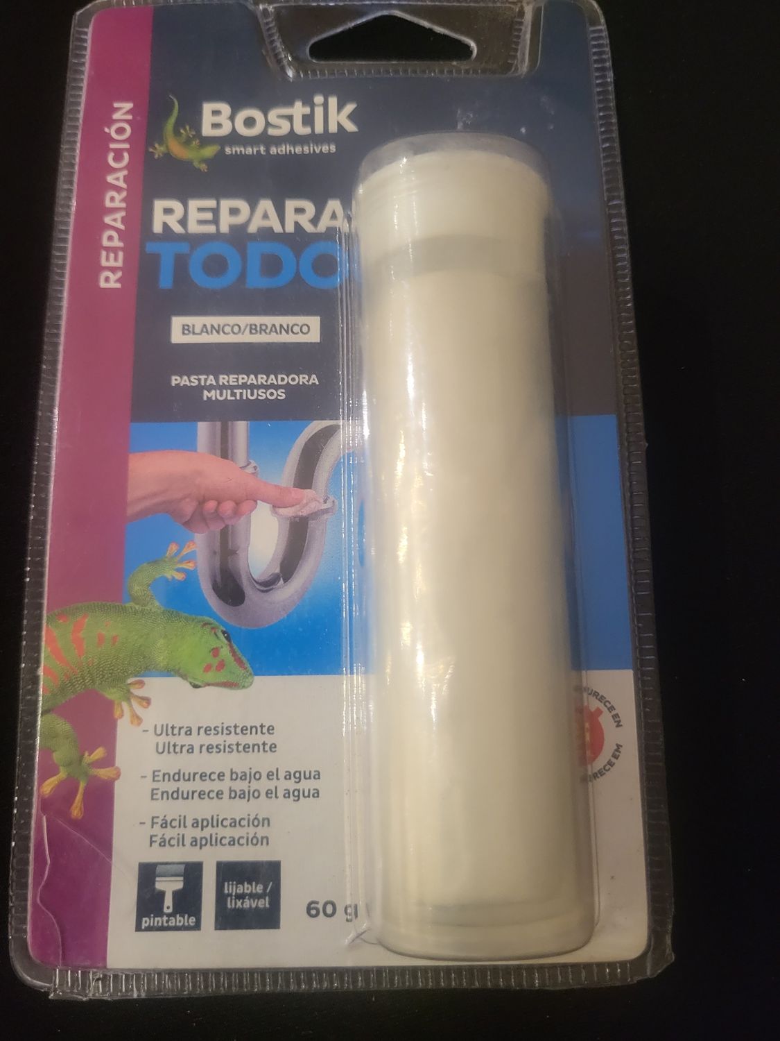 BOSTIK PATE DE RÉPARATION MULTI-USAGE BLANC TUBE DE 60 GRAMMES