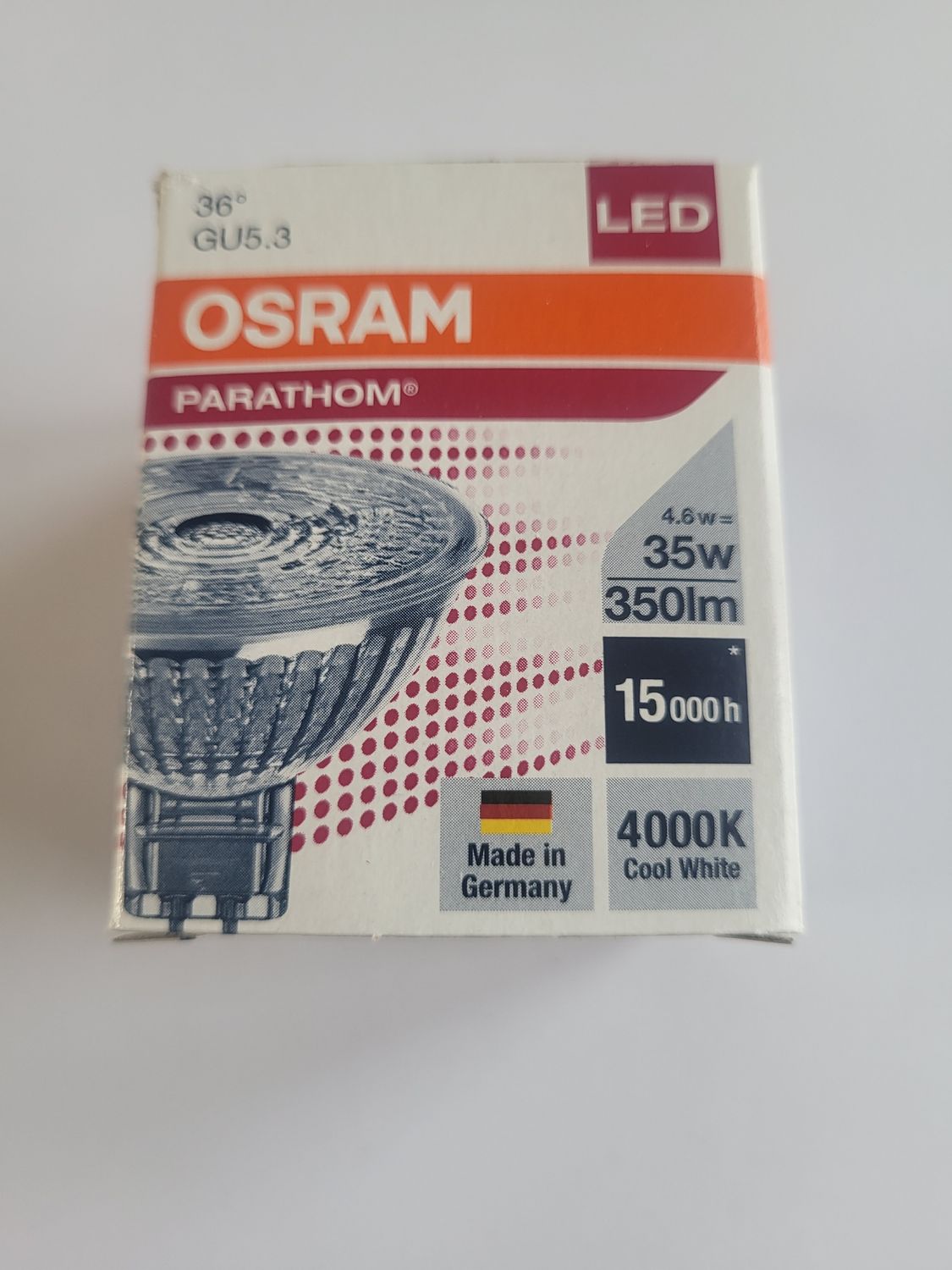 OSRAM PARATHOM LED 4,6W => 35W CULOT GU5,3 12V36° 4000K