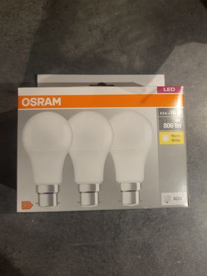 OSRAM PACK X 3 LED 8,5W => 60W 806 LUMENS 2700K CULOT B22