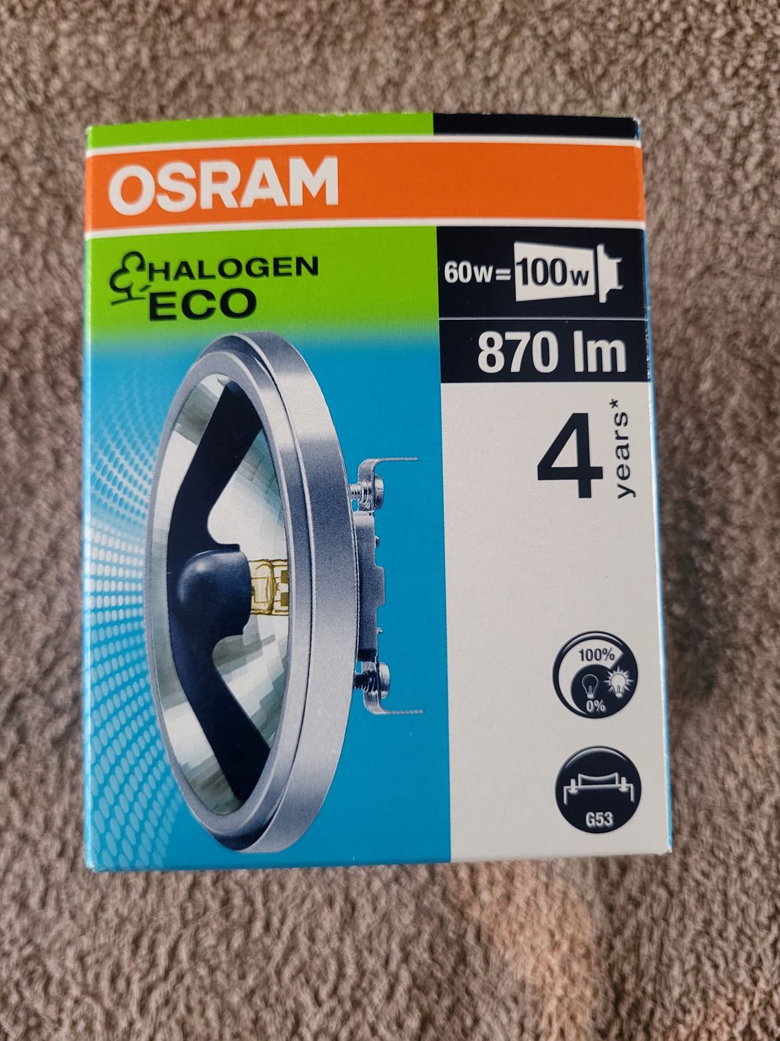 OSRAM HALOSPOT 111 48837 ECO WFL 60W=100W 12V 40° G53