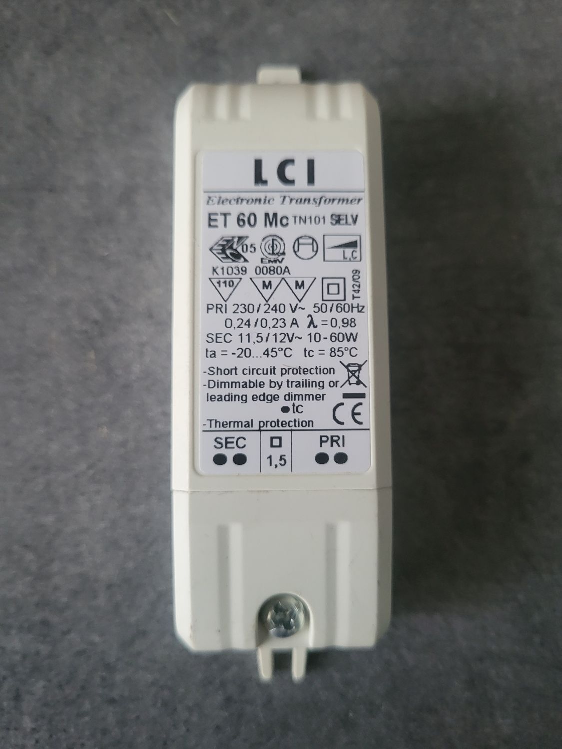 TRANSFORMATEUR LCI ET60 Mc 10-60W