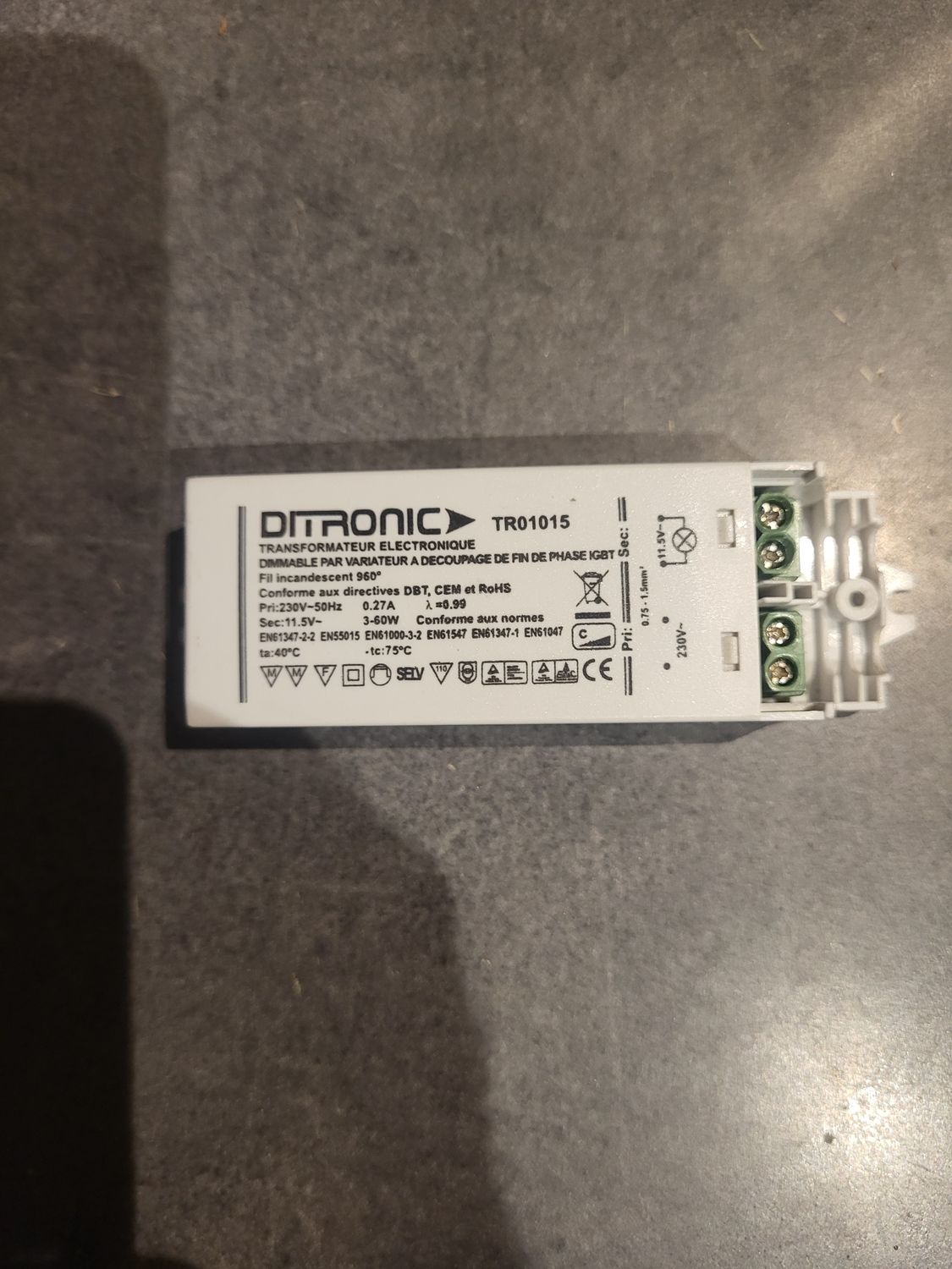 TRANSFORMATEUR ELECTRONIQUE DITRONIC TR01015 TRANSFORMATEUR ELECTRONIQUE DITRONIC TR01015